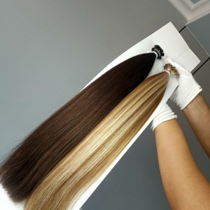 Keratin I Tip K Tip Cuticle Intact blonde Premium Russian hair extensions Double Drawn Wholesale I Tip 100% Human Hair Extension - Product Image 1