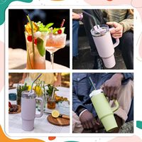 Paille en métal réutilisable extra longue de 12 pouces pour gobelet de 40 oz et accessoires pour gobelets Stanley