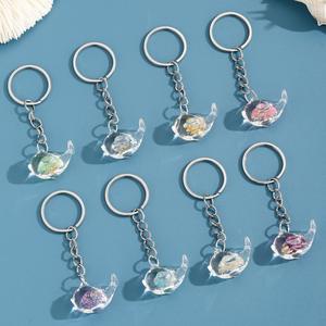 Llavero de Resina Luminosa con Forma de Delfín, Flor Seca Fluorescente, Colgante de Ballena para Bolso, Llavero Transparente de Animal Marino para Regalo Estético - Product Image 1