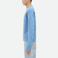 Vente en gros de pull en laine à texture intreccio pour hommes en tricot à col ras du cou coupe régulière 3D