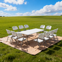 Table pliante multifonctionnelle en plastique HDPE de 6 pieds avec cadre en acier pour stand d'exposition