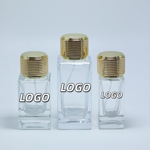 New Arrival Polish Perfume Spray <b>Bottle</b> <b>Empty</b> square 30ml 50ml <b>Glass</b> Perfume <b>Bottle</b> 100ml with Metal Label and Box - Product Image 1