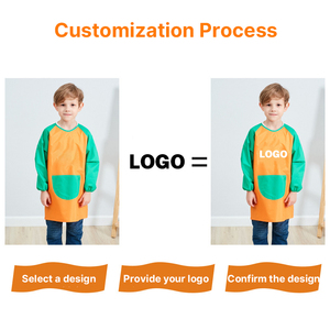 Tablier de protection imperméable à manches longues pour enfants, <span class=keywords><strong>en</strong></span> polyester, pour la <span class=keywords><strong>peinture</strong></span>, la maternelle, la salle à manger - Product Image 2