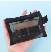 Bestella Mini porte-monnaie transparent en maille de nylon sac de rangement à fermeture éclair pour petits objets carte d'outils carte d'identité carte bancaire