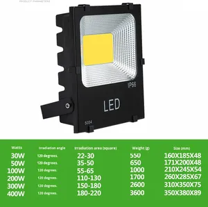 5054 Foco de luz de pared para exteriores LED Reflector negro SMD2835 Aluminio IP66 para paisaje 50W 100W 150W 200W Opciones CRI 80 - Product Image 2