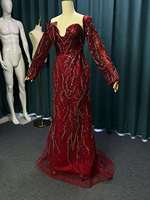 Robes de soirée de luxe, manches bouffantes à paillettes, robe de soirée élégante sirène pour femmes