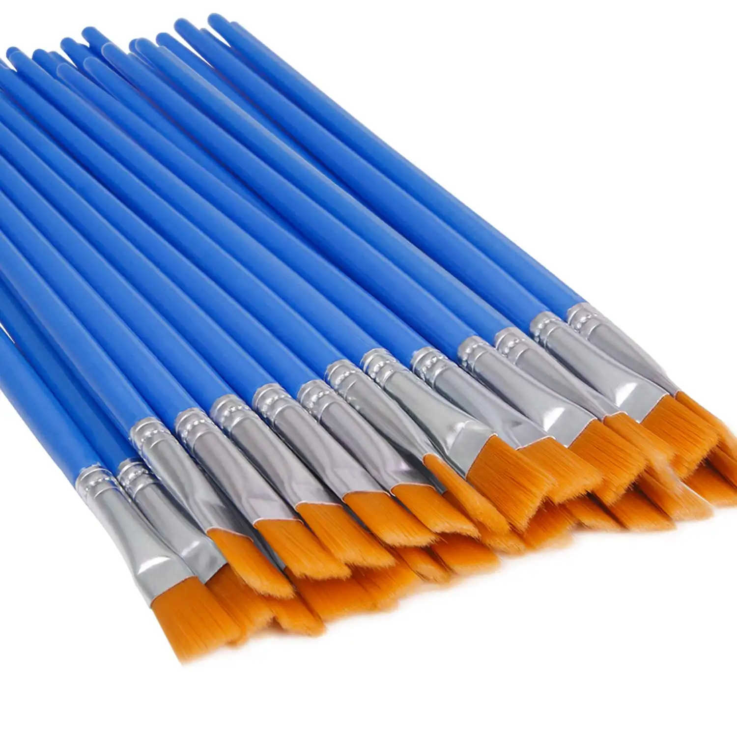 סט מברשת צבע זול מפעל כחול ניילון שיער שטוח צבעי מים אקריליק גוואש אספקת אמנות אמן מברשת צבע