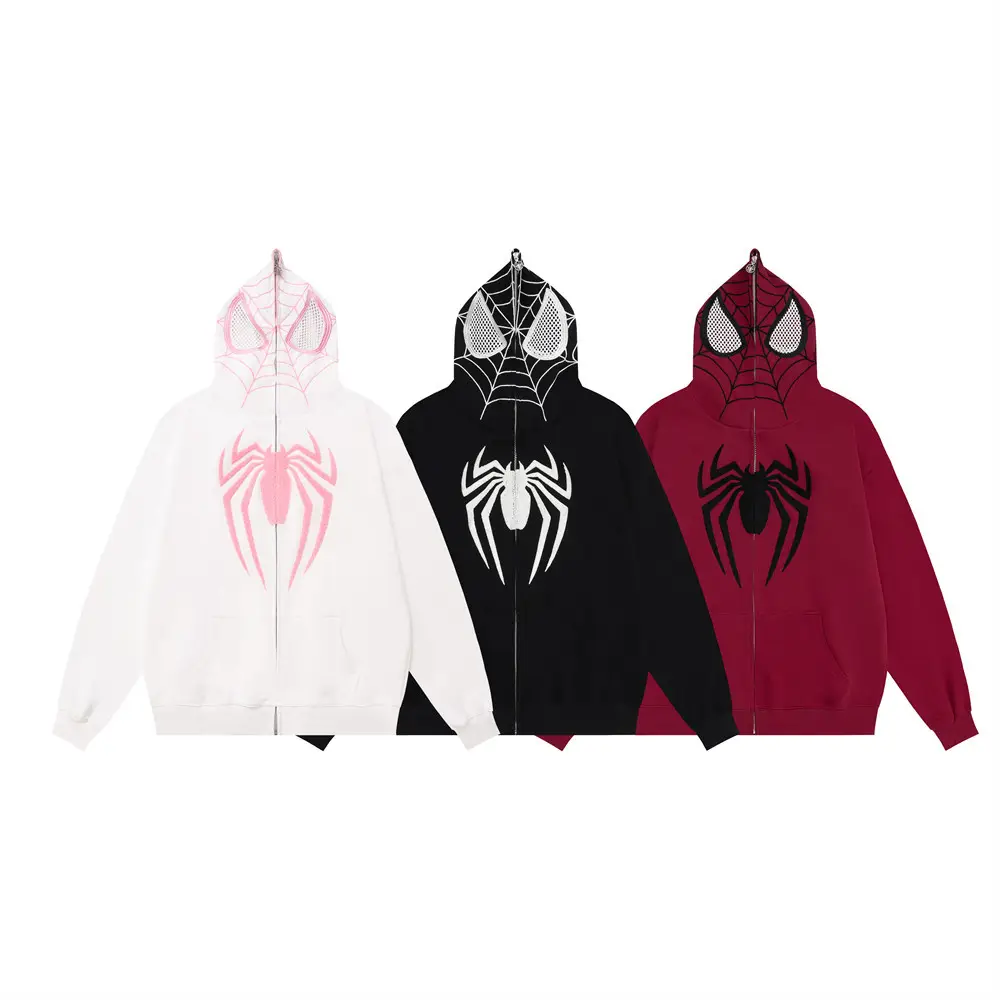 Spiderman Pull Head Gemaskerde Hoodie Man Herfst Winter Amerikaanse Street Hipster Rits Vest Heren Hoodie