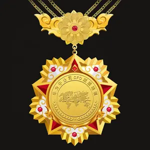 Sıcak satış özel yıldönümü başkanı ödülü madalya askı hatıra madalyon asılı madalya ile zincir