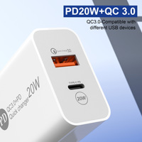 Bloc chargeur USB C 20W à charge rapide, adaptateur double port Type C PD+QC USB-A, multiprise murale pour téléphone Samsung 17 16