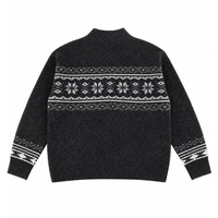 Nouveau Cardigan Rétro Jacquard en Polyester/Nylon pour Homme, Coupe Ample, Col Roulé, Manches Longues, Épais, Collection Automne 2026