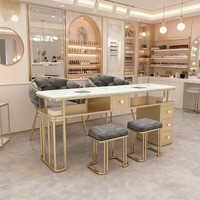 Table de manucure en bois massif de luxe, multifonctionnelle, pour salon de beauté, table simple ou double et ensemble de chaises