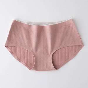 Couleur pure japonais mignon sans couture pur coton sous-vêtements pour femmes taille moyenne coton entrejambe moins de culottes pour femmes - Product Image 3