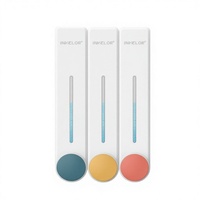 Distributeur de savon mural ABS personnalisable pour shampoing et gel douche, sans perçage, avec couvercle intégré pour salle de bain
