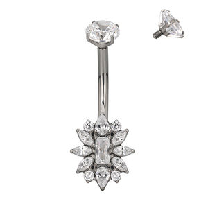 Moda Sexy anillo de ombligo internamente roscado cuerpo titanio Piercing Prong Set CZ G23 ombligo anillo joyería al por mayor - Product Image 2
