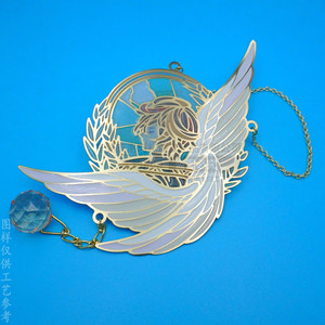 Colgante de metal con forma de ala de ángel, colgantes temáticos de imitación de oro con cadena para uso diario, accesorio unisex - Product Image 1