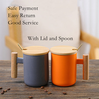 Logo gravé imprimé personnalisé 11oz Orange blanc noir en céramique thé tasses à café avec couvercle et cuillère
