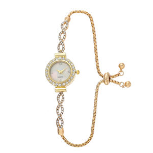 Reloj de regalo para mujer, reloj redondo de cuarzo con esfera pequeña y reloj de pulsera ajustable con diamantes - Product Image 3