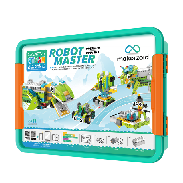 Makerzoid Premium STEM Coding Toy EV3 Robotics Kit for Kids 6+ Birthday Gifts for Future PM