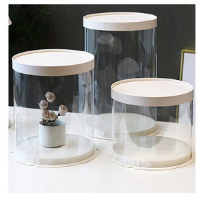 Transparent Packaging Cake Box Wholesale For Cup Plastic Tall Handle Custom Christmas Birthday Round Clear Cake Box
