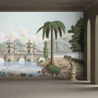 Papier peint mural personnalisé classique et panoramique, motif palmier et pont en pierre, décoration murale pour salon, restaurant, durable