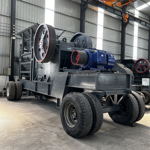 Новая мобильная щековая дробилка большой емкости PE400X600 для дробления камня щековая дробилка с конвейером и питателем - Product Image 1