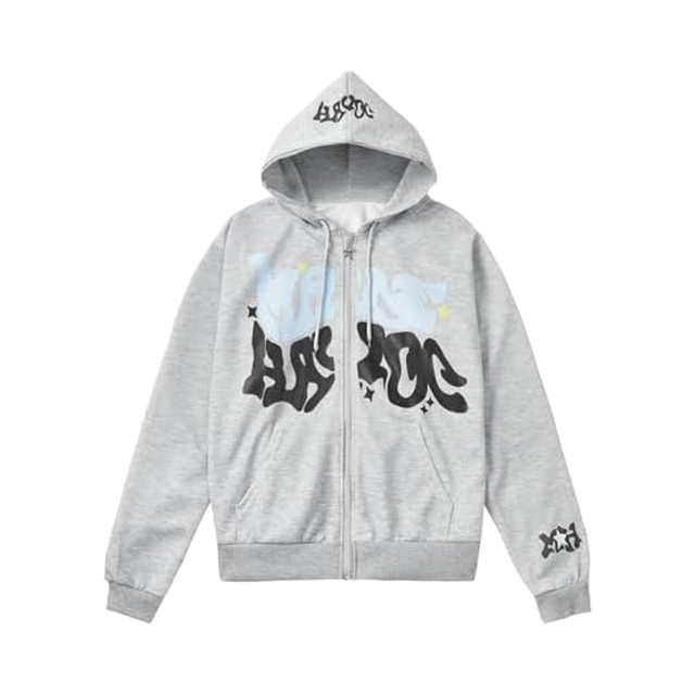 Y2K Unisex Aesthetic Full Zip-up Hoodie 100% Polyester Sweatshirt Oversized Hooded Collar Streetwear Outfits Men Juniors Winter