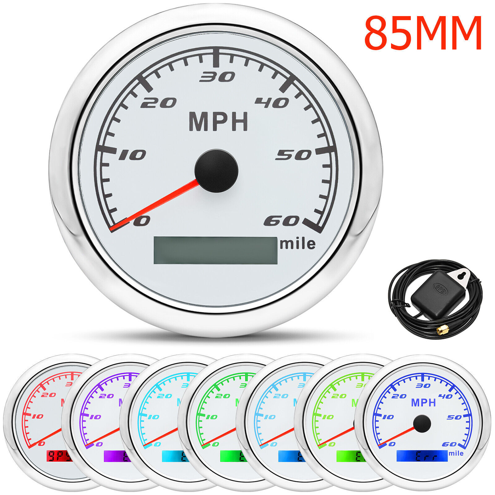 85mm GPS Speedometer 60MPH Speed Gauge <strong>Meter</strong> Universal for Ship Boat Vessel <strong>With</strong> GPS <strong>Sensor</strong> 12Volt 24V Waterproof