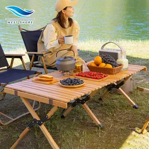Tavolo da Picnic portatile da esterno tavolo da campeggio per involtini di uova tavolo pieghevole da Picnic in legno massello da viaggio a guida autonoma