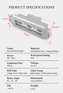 Overseasdesign RU-120 - Luz LED ovalada de 3 LED para escalones, impermeable, de acero inoxidable de grado marino, para piscinas y yates - Product Image 2