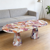 Table basse en fibre de verre personnalisable avec finition électrolytique, ensemble de tables basses en fibre de verre pour la maison et le salon, table en fibre de verre durable