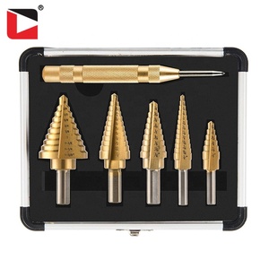 HSS 6pcs Titanium <b>Step</b> Drill Bit Set with Center - Product Image 1