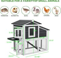 Poulailler moderne d'extérieur à 2 niveaux en bois avec enclos en grillage, toit en bois imperméable, plateau coulissant, de haute qualité, pour poules et lapins