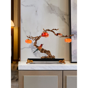 Nouvel Ornement Oiseau Kaki Style Chinois, Objet Décoratif Porte-Bonheur pour Salon, Cadeau de Pendaison de Crémaillère - Product Image 1