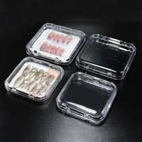 Boîte à ongles carrée transparente haut de gamme recyclable en gros d'usine, boîte de rangement et de présentation pour faux ongles, emballage pour feuilles d'ongles et bijoux