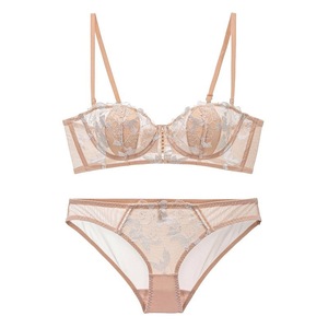 Factory Sexy Lace <b>Bra</b> and Brief Set Rose Embroidery <b>See</b> <b>Through</b> Lingerie Women Sexy Underwear Set - Product Image 5