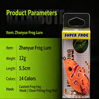Leurre de pêche en silicone personnalisé en usine, 12g 5.5cm, leurre grenouille bionique, leurre de surface à lame rotative, modifié à la main, pour la pêche au saumon et au rayon en eau salée