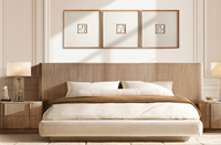Lit double de luxe moderne RH pour chambre à coucher, cadre de lit en bois massif, tailles personnalisables, mobilier