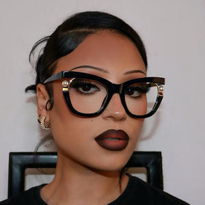 Gafas ópticas de moda para mujer, bloqueo de luz azul, medio Marco, Ojo de Gato, <span class=keywords><strong>perla</strong></span>, gran tamaño, venta al por mayor - Product Image 1