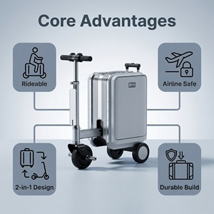 Meilleur Compagnon de Voyage : Valise Intelligente à Roulettes, Scooter Électrique 12 km/h, Bagage Homologué pour Adultes, Cadre en Aluminium, Sac à Roulettes Porteur - Product Image 6