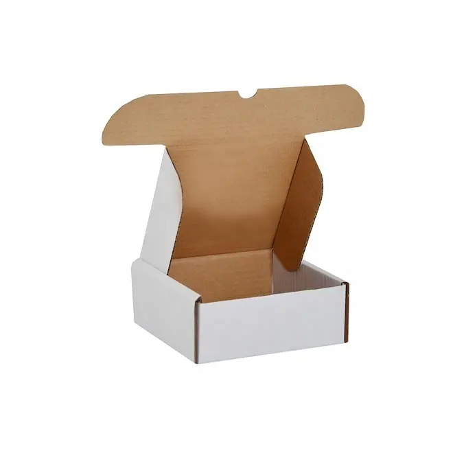 Caixa de embalagem do comércio eletrônico impresso personalizado caixa de embalagem flauta embutida papelão tab travamento caixa branca mailer
