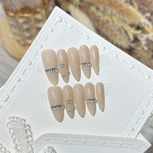 <span class=keywords><strong>Uñas</strong></span> Postizas <span class=keywords><strong>Elegantes</strong></span> de Acrílico con Zirconia, Color Nude, Hechas a Mano, de Alta Calidad, Venta al Por Mayor - Product Image 2