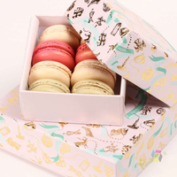 Boîte cadeau rigide en papier couché recyclable avec logo personnalisé pour macarons, confiseries, chocolats, pâtisseries, emballage de boulangerie avec insert à fenêtre