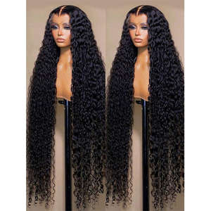 Raw Brazilian 250 densitas 40 inci HD gelombang dalam renda depan Wig 13x4 renda depan rambut manusia keriting lurus Jerry keriting gelombang alami - Product Image 1