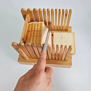 Cortador de pan de bambú con hoja cuadrada de acero inoxidable de 8 pulgadas para uso doméstico - Product Image 2