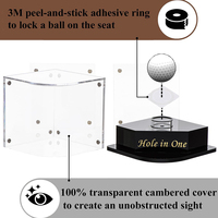 Boîte de rangement transparente en acrylique moderne et personnalisable pour présentoir de balles de golf, base noire, idéale pour les coupes de golf.