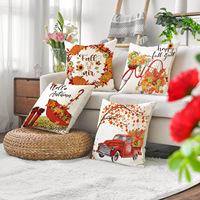 Housse de coussin décorative YINUAN pour Thanksgiving, motif citrouille et feuille d'érable, pour canapé, collection automne