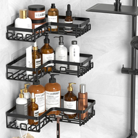 Lot de 3 étagères d'angle pour douche auto-adhésives pour salle de bain Étagères d'angle murales pour douche sans perçage Antirouille
