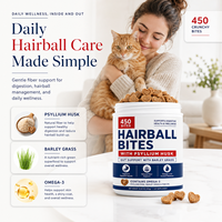 Complément alimentaire naturel pour chats adultes : Friandises à mâcher molles pour la santé intestinale, avec probiotiques et acides gras oméga-3, pour la prévention des boules de poils.