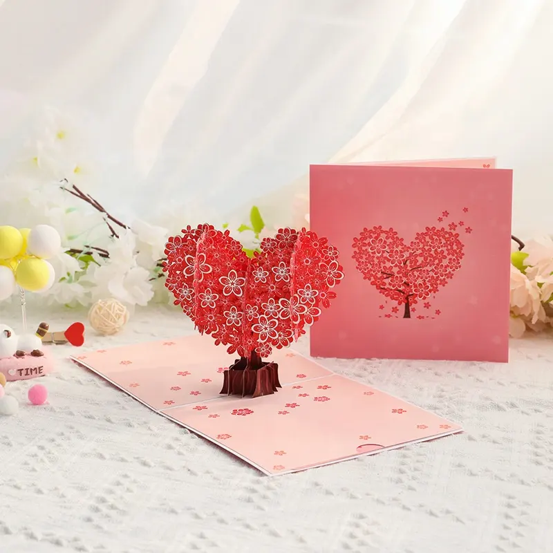 Großhändler Custom Ich liebe dich Herzen Valentinstag Grußkarten mit Umschlägen